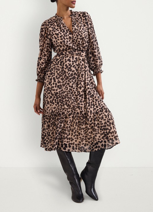 Phase Eight Carra Leopard tuniekjurk met strikcientuur - voorkant 8 multicolor