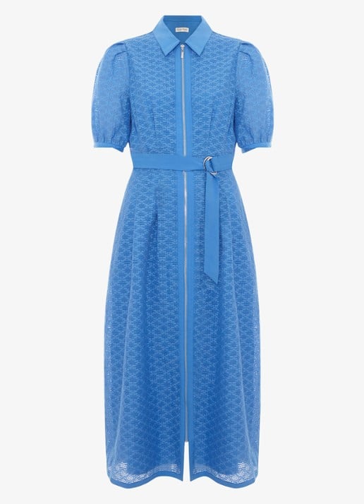 Phase Eight Casey midi jurk met ceintuur - voorkant 2 blauw