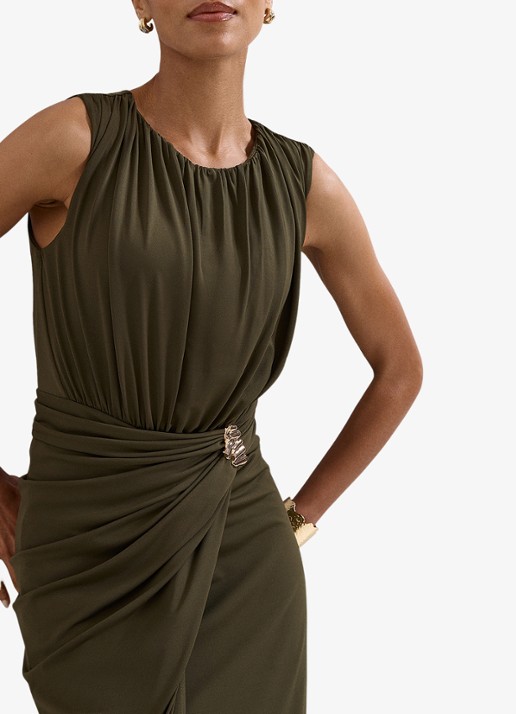 Phase Eight Cassidy maxi jurk met plooidetail - detail 2 donkergroen