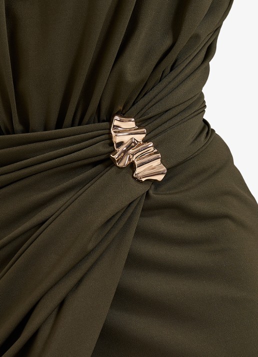Phase Eight Cassidy maxi jurk met plooidetail - detail 3 donkergroen