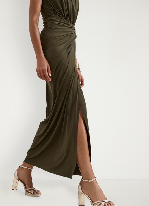 Phase Eight Cassidy maxi jurk met plooidetail - detail 4 donkergroen