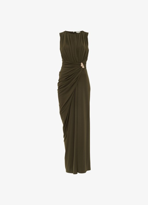 Phase Eight Cassidy maxi jurk met plooidetail - voorkant 6 donkergroen