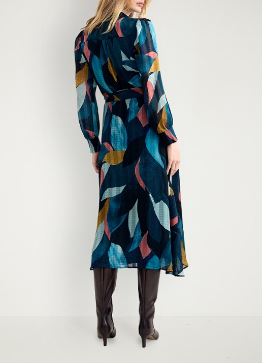 Phase Eight Catalina midi blousejurk met bloemenprint - achterkant multicolor