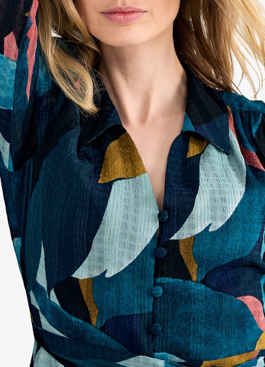 Phase Eight Catalina midi blousejurk met bloemenprint - detail 5 multicolor