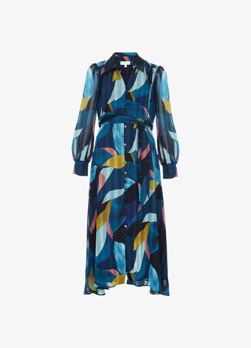 Phase Eight Catalina midi blousejurk met bloemenprint - voorkant 2 multicolor
