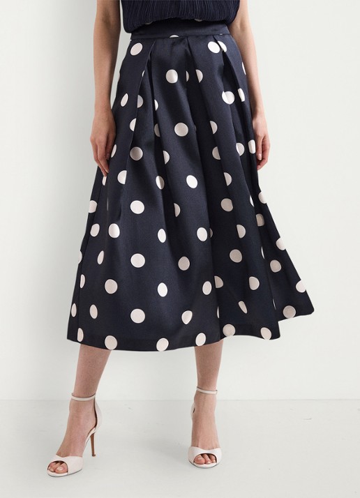 Phase Eight Celeste midi rok met stippenprint - voorkant 8 blauw