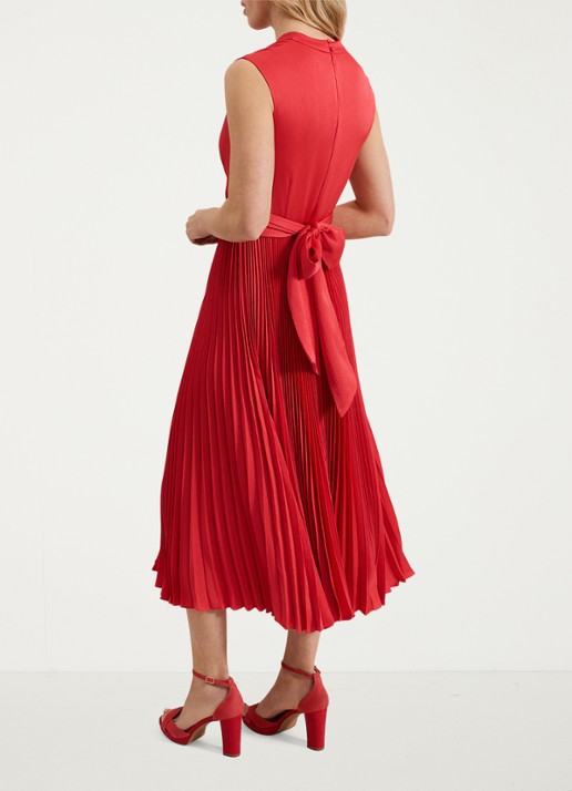 Phase Eight Celestia midi jurk met plissé en strikdetail - achterkant 3 rood