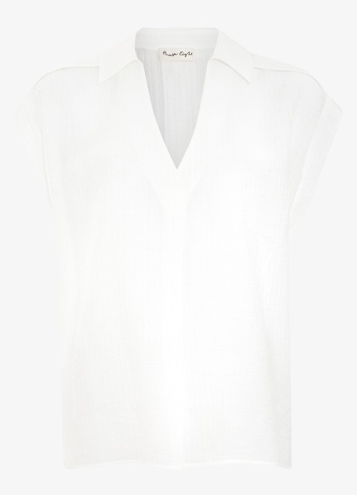 Phase Eight Chrissy tuniek met V-hals en structuur - voorkant wit