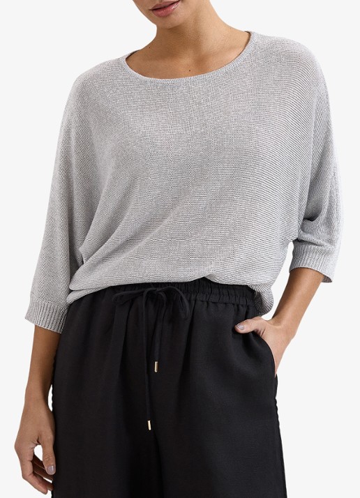 Phase Eight Christine fijngebreide trui met lurex en boothals