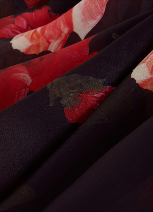 Phase Eight Cilla midi jurk met bloemenprint en pofmouw - detail 3 zwart