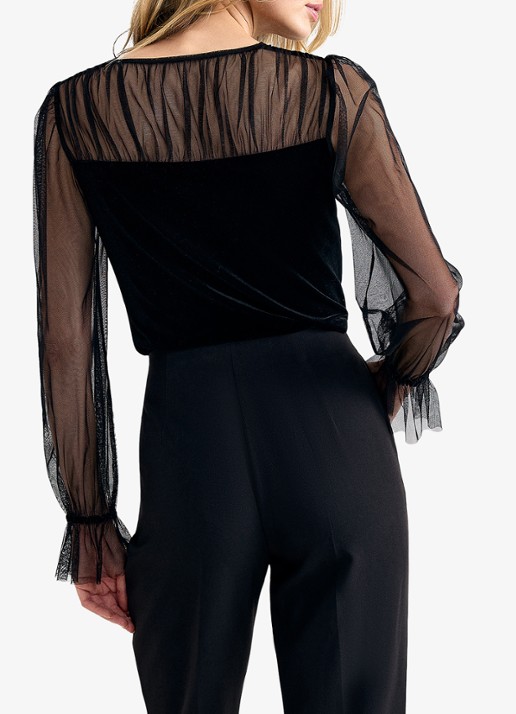 Phase Eight Cindy top met details van mesh - achterkant zwart