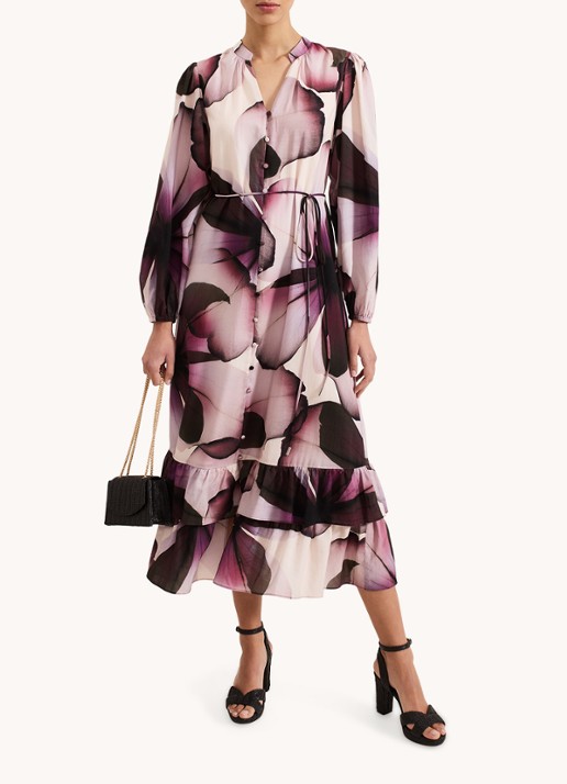 Phase Eight Clarra midi blousejurk  met bloemenprint - detail 4 paars