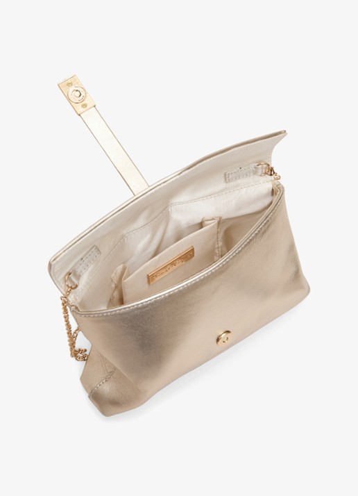 Phase Eight Clutch van leer met metallic finish - detail 4 goud