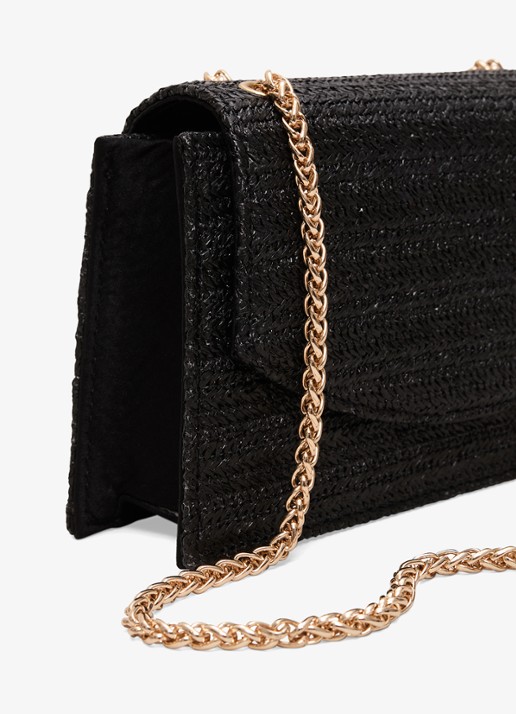 Phase Eight Clutch van raffia - detail 2 zwart
