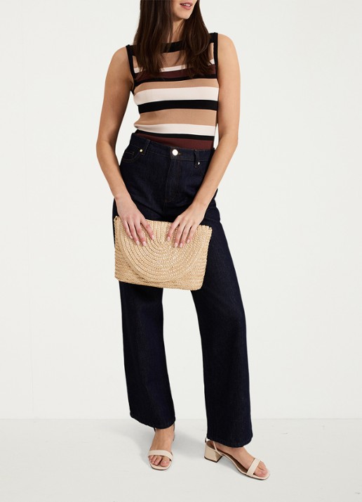 Phase Eight Clutch van raffia - detail 8 camel