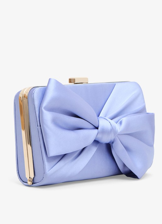 Phase Eight Clutch van satijn met strikdetail - voorkant 7 lichtblauw
