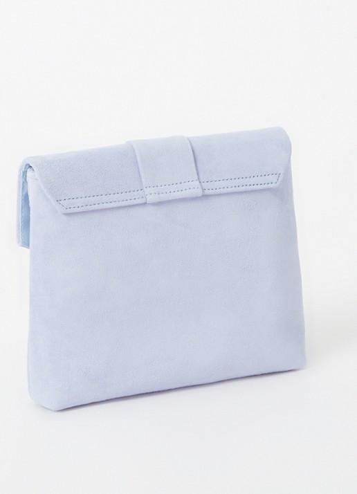 Phase Eight Clutch van suède met afneembare schouderriem - achterkant 3 lichtblauw