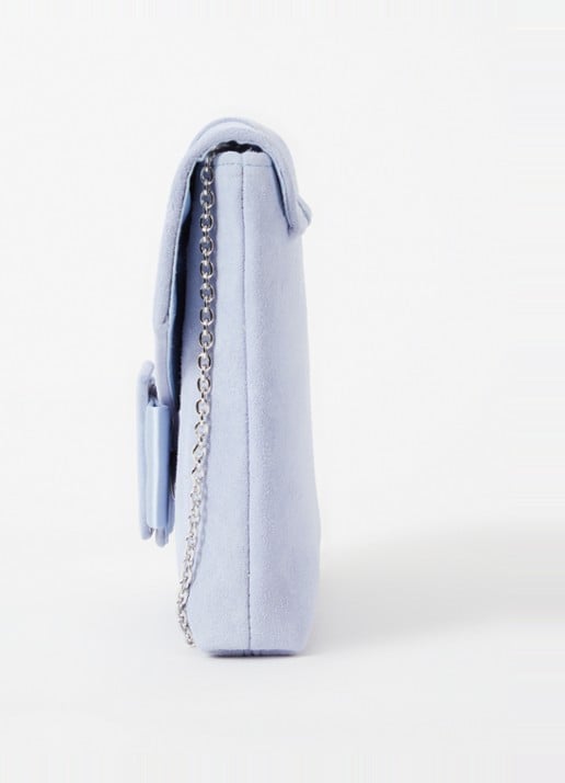 Phase Eight Clutch van suède met afneembare schouderriem - detail 2 lichtblauw
