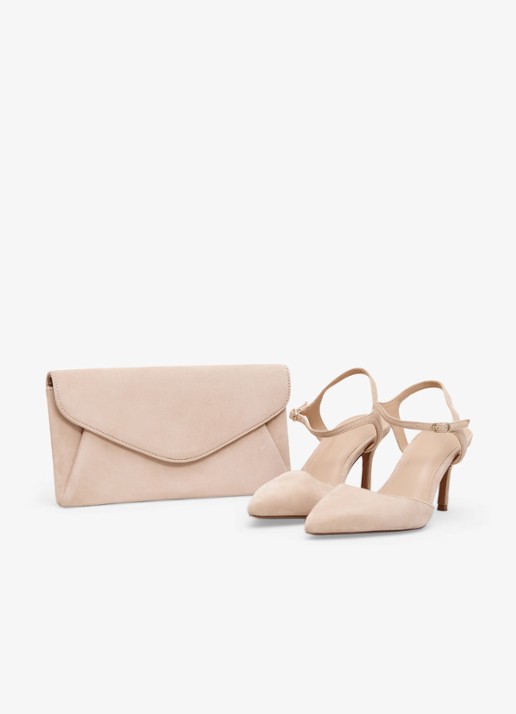 Phase Eight Clutch van suède met afneembare schouderriem - detail 2 creme