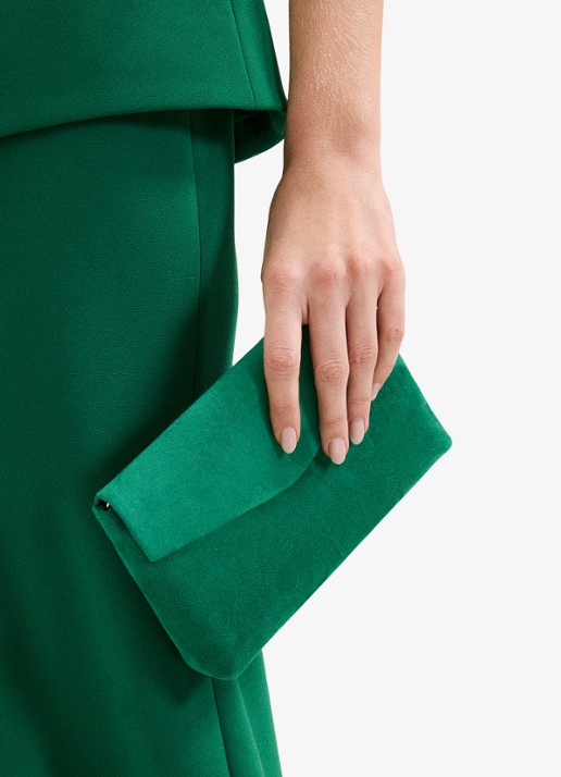 Phase Eight Clutch van suède  - voorkant 7 groen