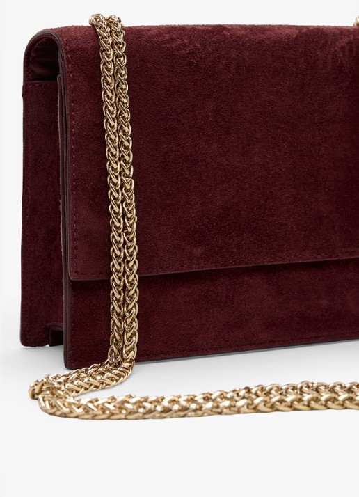 Phase Eight Clutch van suéde - detail 2 bordeauxrood