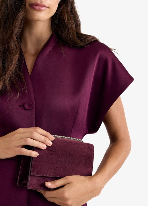 Phase Eight Clutch van suéde - detail 4 bordeauxrood