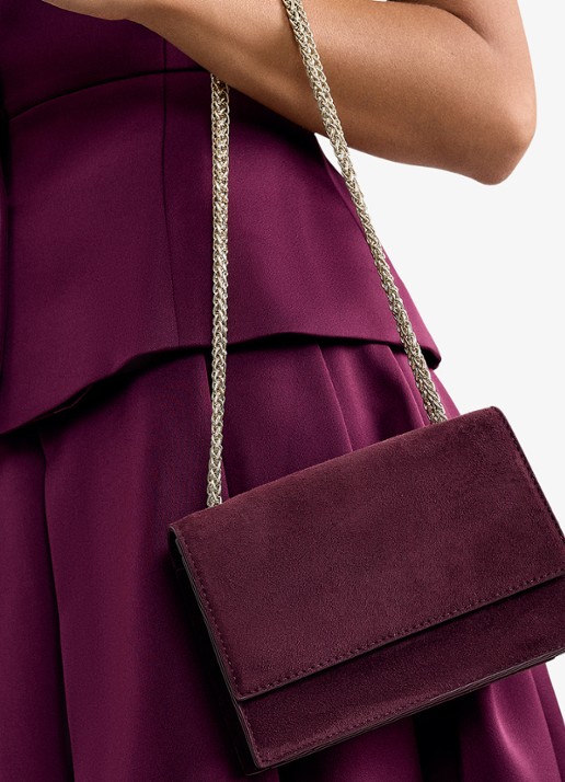 Phase Eight Clutch van suéde - detail 5 bordeauxrood