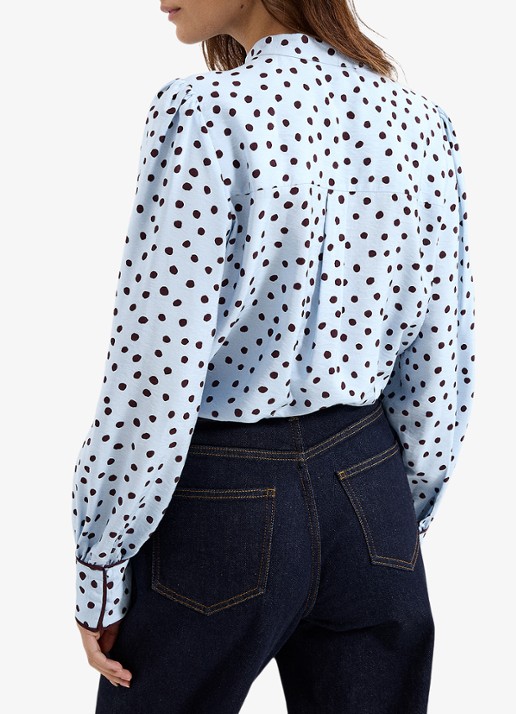 Phase Eight Coco blouse met stippenprint - achterkant donkerblauw