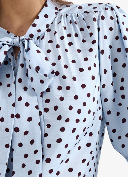 Phase Eight Coco blouse met stippenprint - detail 5 donkerblauw