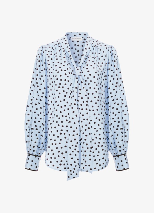 Phase Eight Coco blouse met stippenprint - voorkant 2 donkerblauw