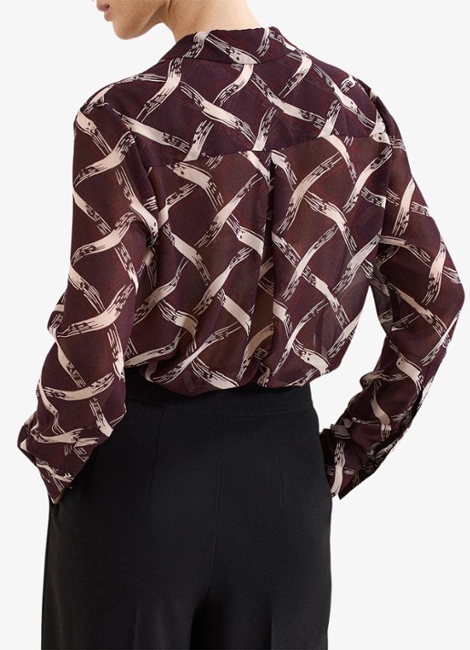 Phase Eight Cora blouse met print - achterkant donkerrood