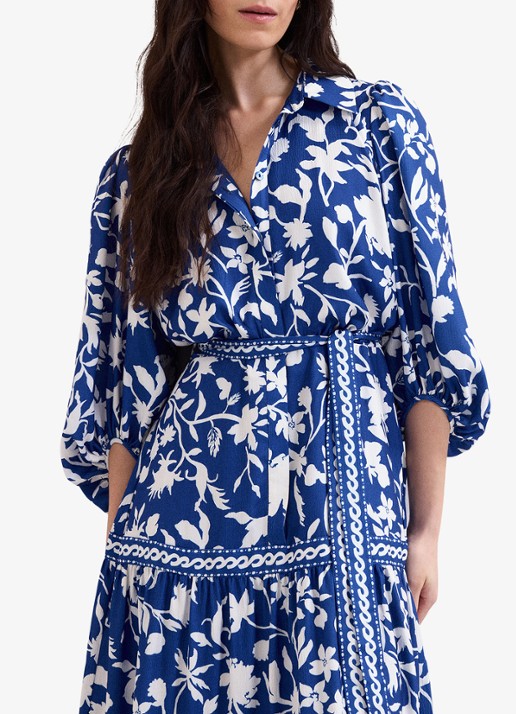 Phase Eight Coralie maxi jurk met bloemenprint - detail 5 donkerblauw