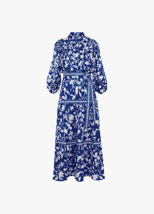 Phase Eight Coralie maxi jurk met bloemenprint - voorkant donkerblauw