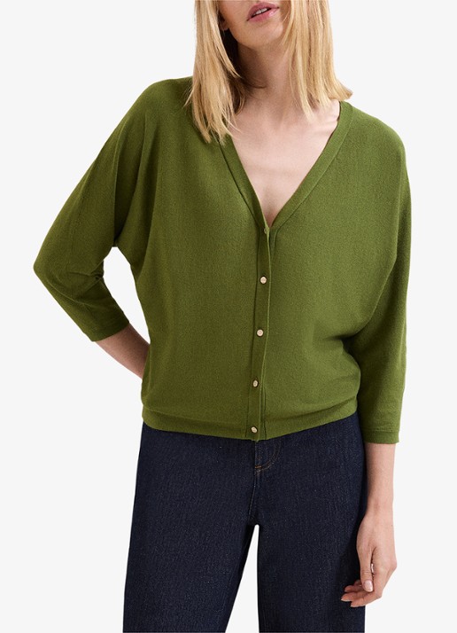 Phase Eight Cristine fijngebreid vest met vleermuismouw - voorkant 8 groen