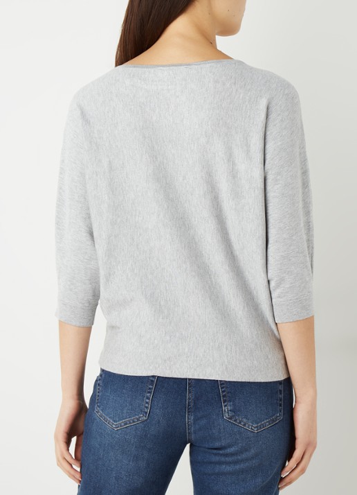 Phase Eight Cristine fijngebreide pullover met driekwartmouw - achterkant 3 grijsmele