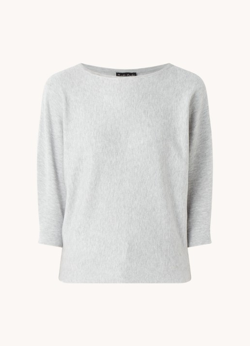 Phase Eight Cristine fijngebreide pullover met driekwartmouw - voorkant grijsmele