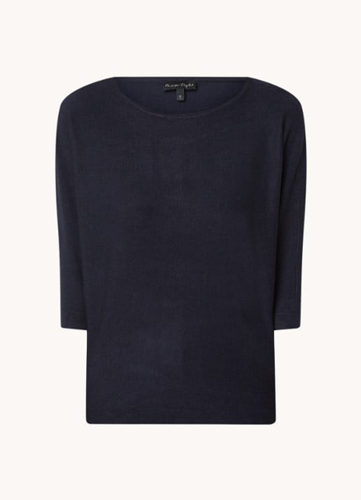Phase Eight Cristine fijngebreide top  - voorkant 4 donkerblauw