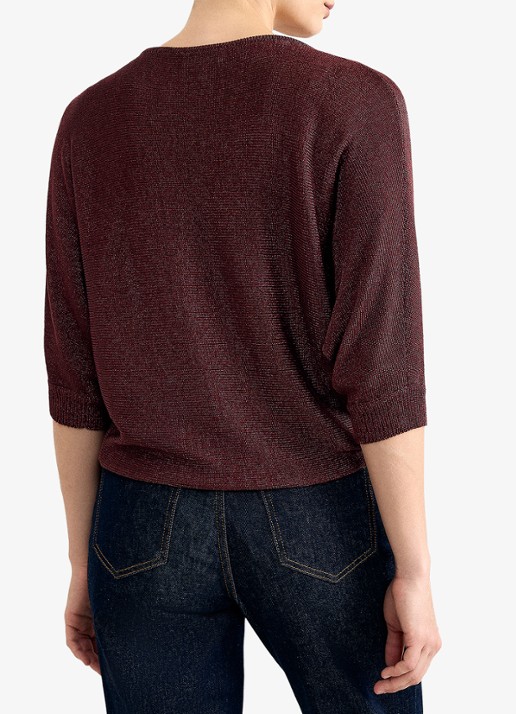 Phase Eight Cristine fijngebreide trui met lurex - achterkant 8 bordeauxrood