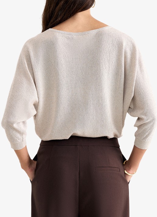 Phase Eight Cristine fijngebreide trui met pailletten - achterkant 8 beige