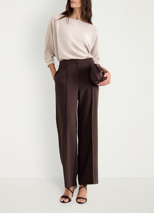 Phase Eight Cristine fijngebreide trui met pailletten - voorkant 7 beige