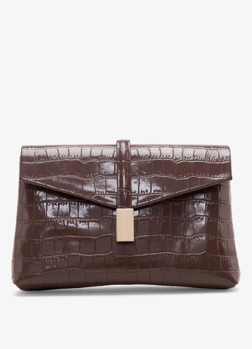 Phase Eight Crossbodytas van leer met crocostructuur