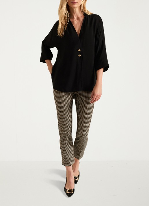 Phase Eight Cynthia Button oversized blouse - voorkant 2 zwart