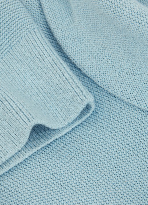 Phase Eight Dahlie fijngebreide mini jurk in kasjmierblend - detail 7 lichtblauw