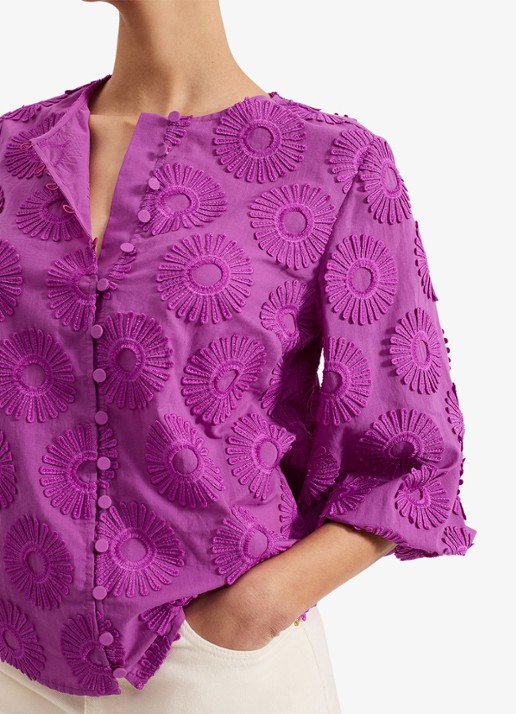 Phase Eight Daisy blouse met structuur - detail 3 paars