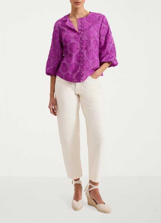 Phase Eight Daisy blouse met structuur - voorkant 7 paars