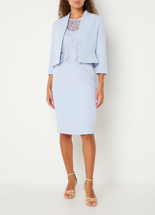 Phase Eight Daisy bolero met schoudervulling - voorkant 2 lichtblauw