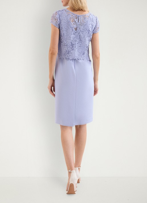 Phase Eight Daisy midi jurk met top van broderie - achterkant 8 lichtblauw