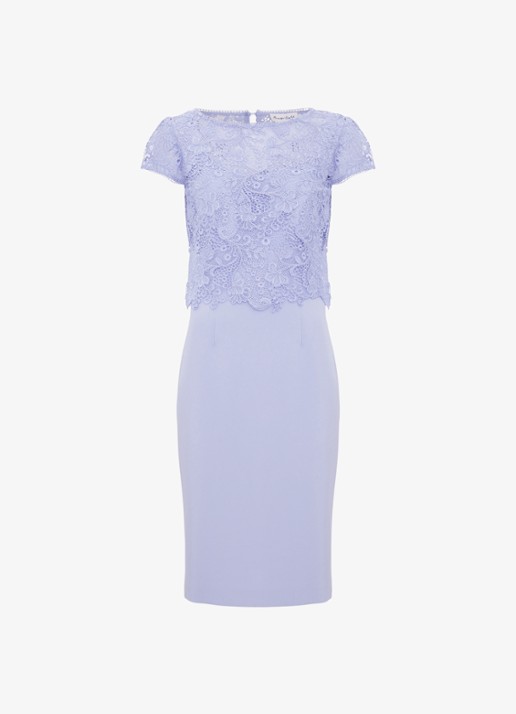 Phase Eight Daisy midi jurk met top van broderie - voorkant lichtblauw
