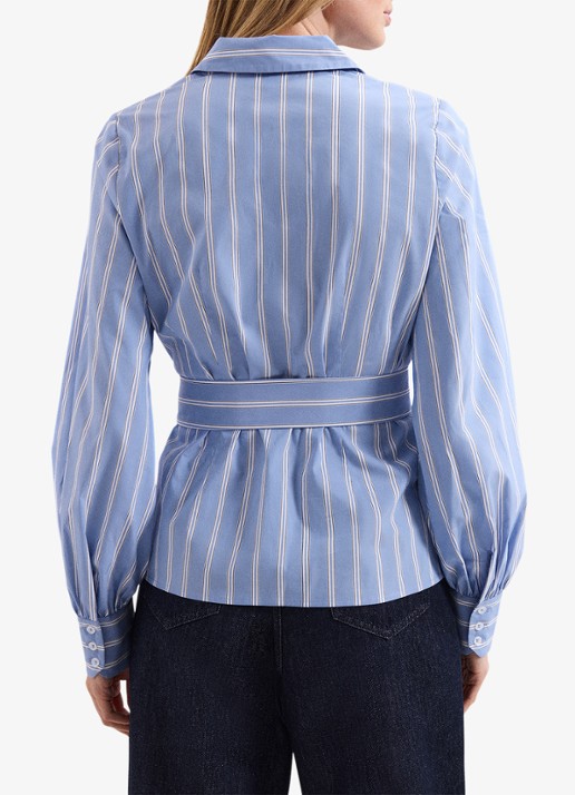 Phase Eight Dakota blouse met streepprint en strikceintuur - achterkant 6 donkerblauw