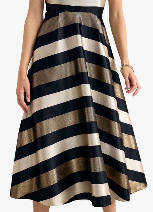 Phase Eight Delicia midi jurk met streepprint - detail 5 multicolor